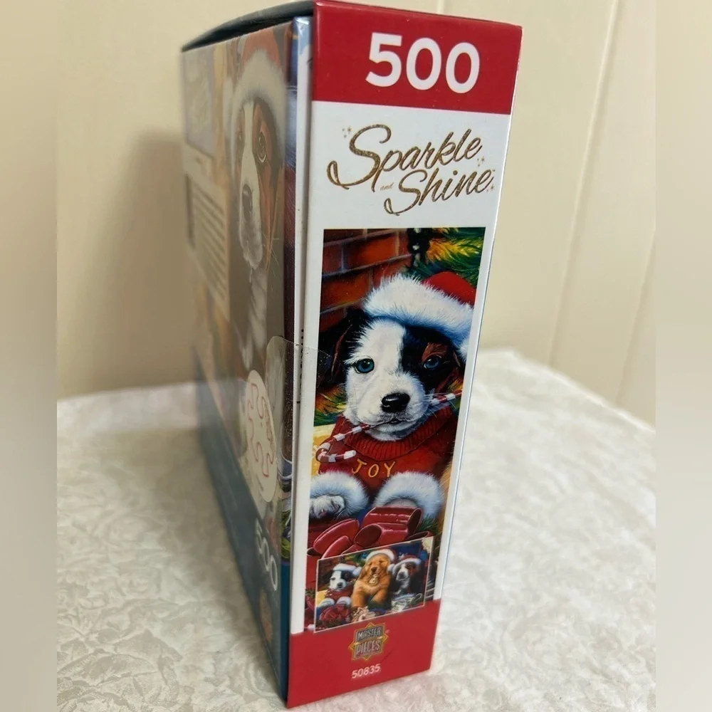 NWT Masterpieces SPARKLE&SHINE Christmas Glitter Puzzles Santa Paws